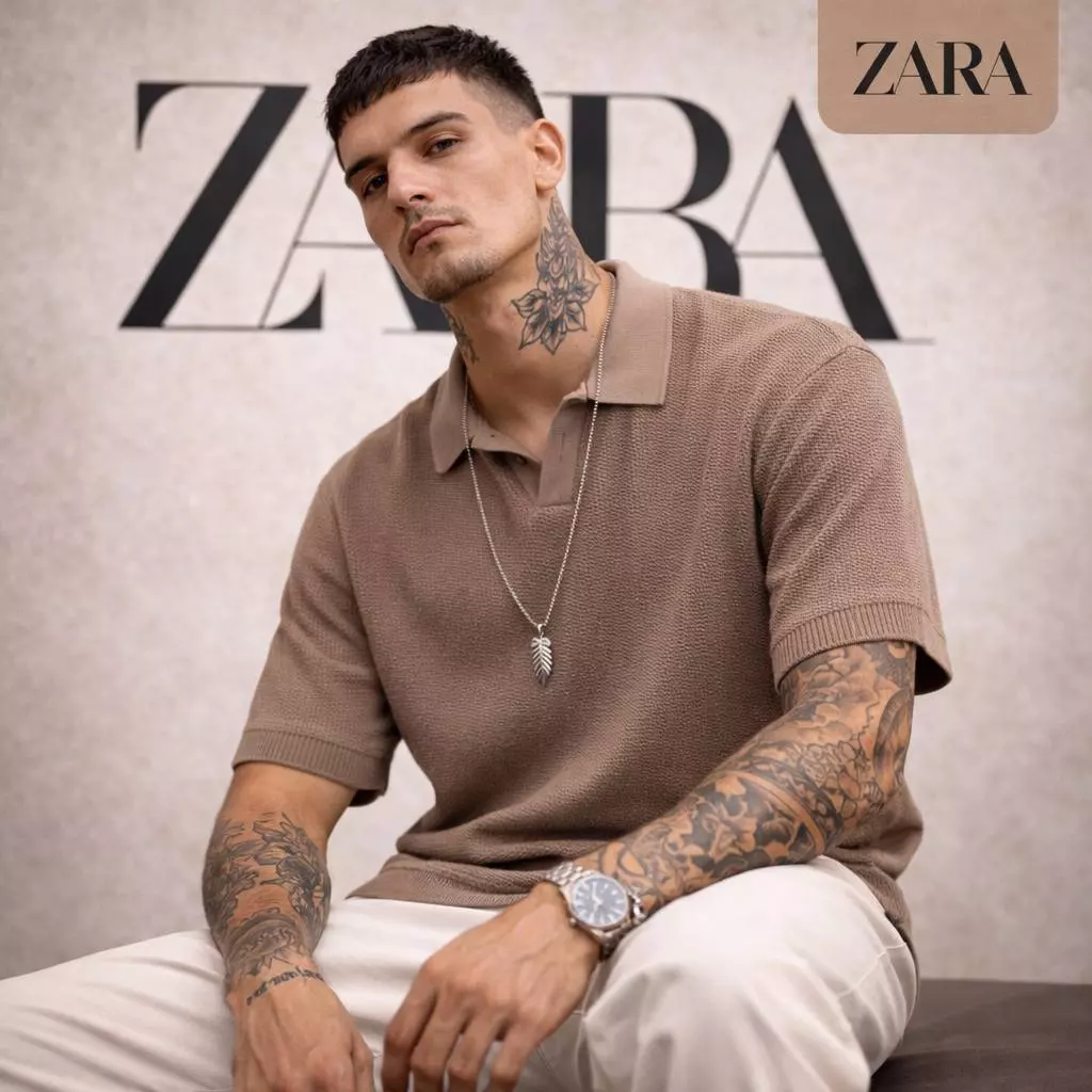 CAMISA ZARA KNIT ESTRUTURADA WAFFLE TEXTURIZADA