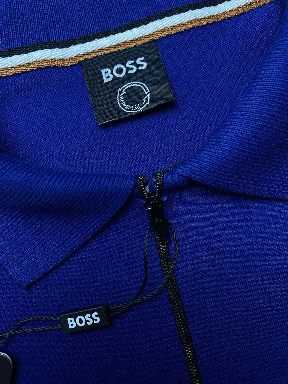 Camisa Polo BOSS Royal com Zíper - Estampa Termogel em Alto Relevo